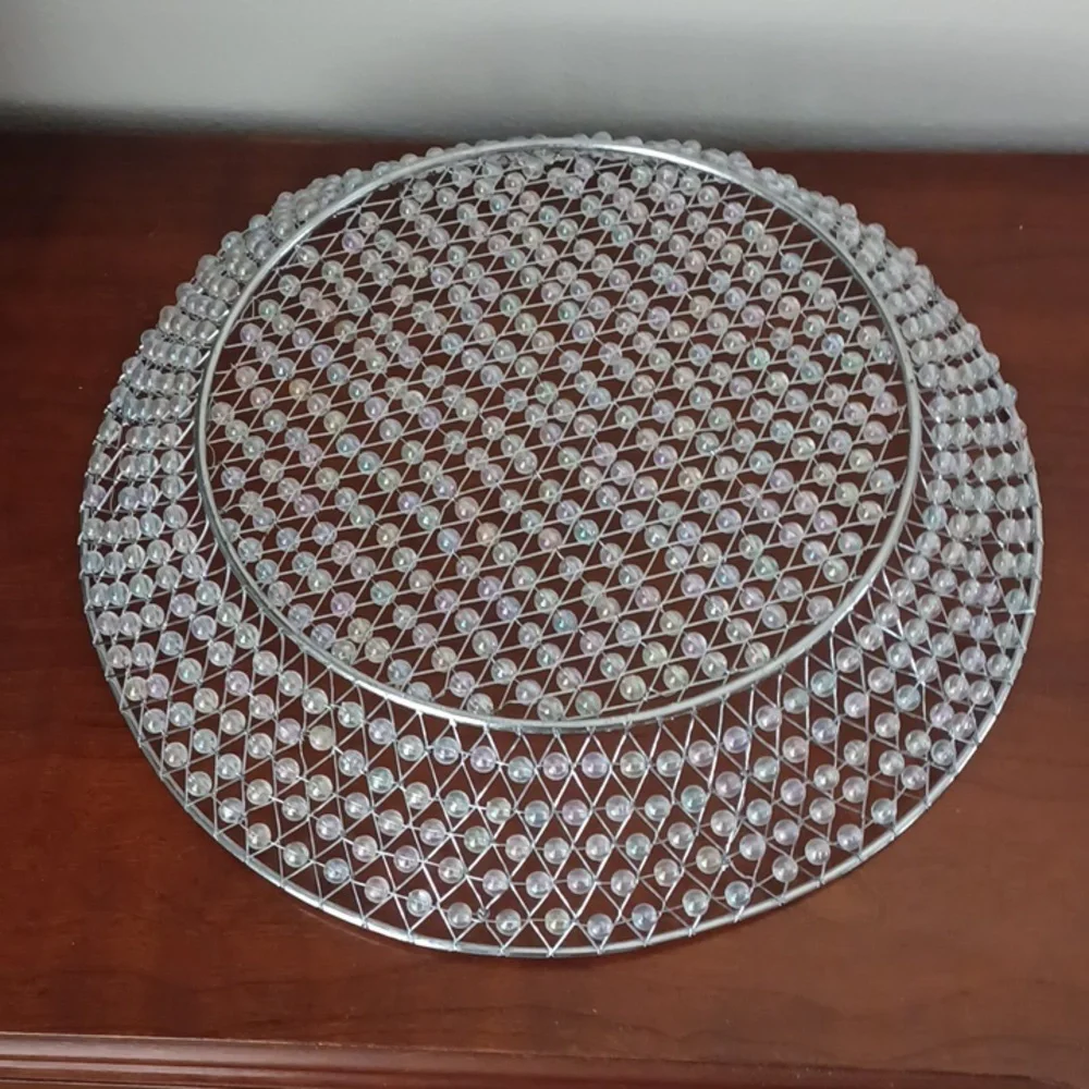 Source Unknown Clear Glass Beaded Decorative Bowl
